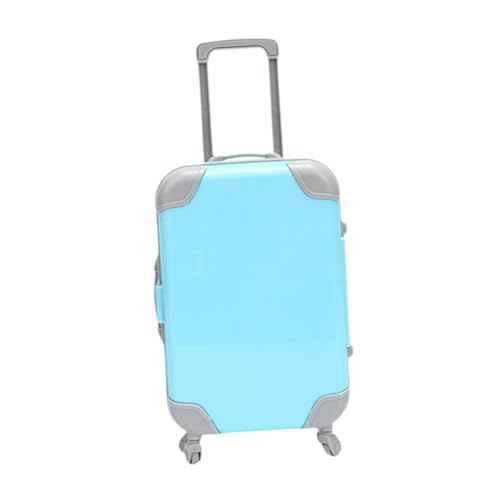 Sharplace Mini-Koffer, Miniatur-Puppenkoffer, süß, mit Teleskopgriff, Puppenhaus-Zubehör, Gepäckaufbewahrungsbox für Kinderspielzeug, Blau von Sharplace