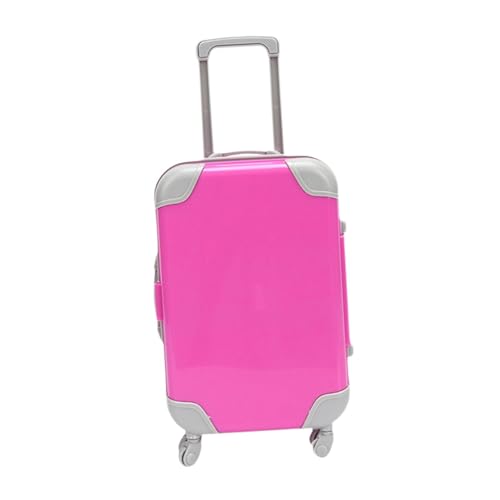 Sharplace Mini-Koffer, Miniatur-Puppenkoffer, süß, mit Teleskopgriff, Puppenhaus-Zubehör, Gepäckaufbewahrungsbox für Kinderspielzeug, Rose Rot von Sharplace
