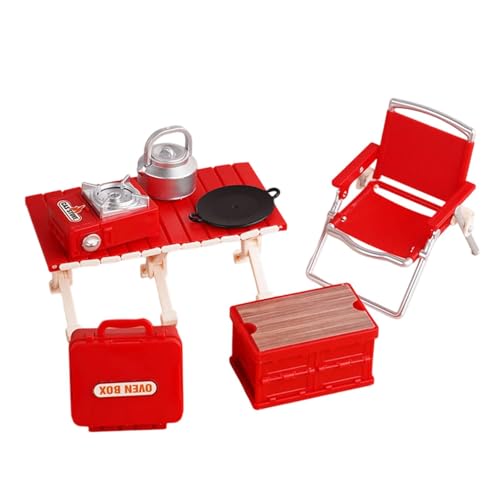 Sharplace Mini-Picknick-Camping-Set, Outdoor-Spielzeug, Rollenspielset, Simulation, Klappstuhl, Rollenspiel, Puppenhaus, Outdoor-Szenen- für 3–5, Rot von Sharplace