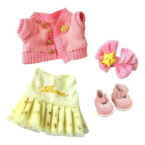 Sharplace Mini-Plüschpuppenkleidung, 15 cm, Kleiderzubehör mit Haarschmuck, Kostüm, schöne süße Kleidung für 15 cm und 17 cm Plüschpuppen, Rosa mit Schuhen Sharplace Mini-Plüschpuppenkleidung, 15 cm, Kleiderzubehör mit Haarschmuck, Kostüm, schöne süße Kleidung für 15 cm und 17 cm Plüschpuppen, Rosa mit Schuhen von Sharplace