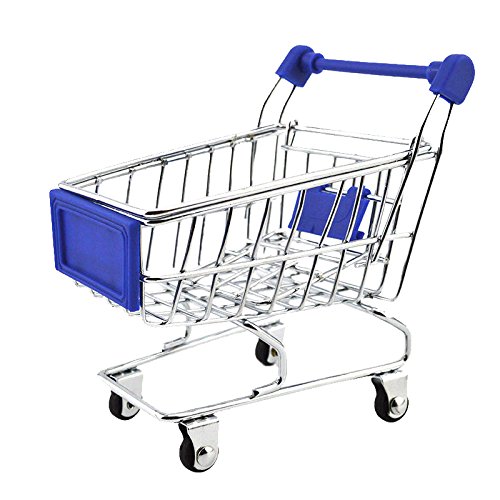 Sharplace Mini Supermarkt Schubkarre Einkaufswagen Einkaufskorb Gitterwagen Kinder Spielzeug x 8,5 x 11 cm, Dunkelblau von Sharplace