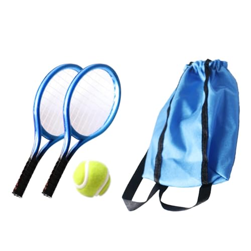 Sharplace Mini-Tennis-Dekor, Miniatur-Tennis-Set, Zubehör, Mini-Puppenhaus, Mini-Hausbedarf, Mini-Tennisschläger und Ball-Set, Vorschule, Blau von Sharplace