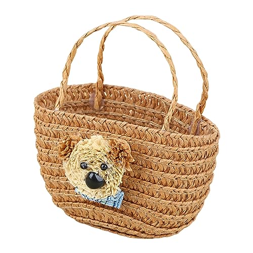 Sharplace Miniatur Aufbewahrungskorb für Puppenhaus, Möbelzubehör in 1:12 Maßstab, Spielzeug für Wohnbereiche, Khaki mit Griff von Sharplace