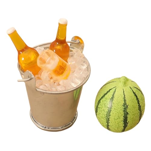 Sharplace Miniatur-Bierflasche Set Inklusive Kühleimer Und Trinkglas für Puppenhaus Und Dioramengestaltung, mit Wassermelone von Sharplace