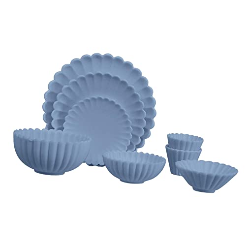 Sharplace Miniatur Puppenhaus Küchenzubehör 1:6 Schüssel Tassen Set - Hochwertiges Geschirr für DIY Kochspiel, Blau von Sharplace