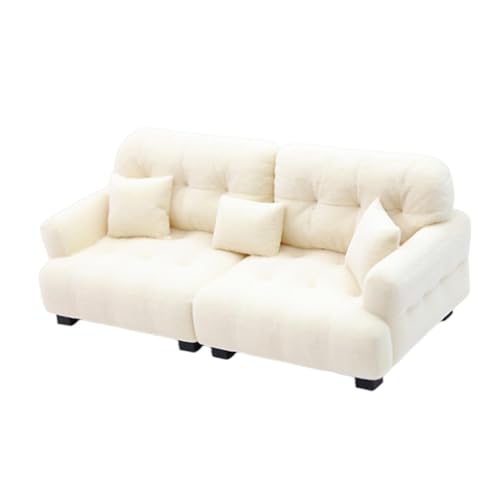 Sharplace Miniatur-Puppenhaus-Sofa, Mini-Möbel, modernes Ornament, realistisch, mit Kissen, Lebensszene, Puppenhaus-Couch, Miniatur-Spielzeugmodell, 1 12 Beige von Sharplace
