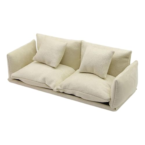 Sharplace Miniatur-Puppenhaus-Sofa, Puppenhaus-Couch, Maßstab 1:12, Mini-Möbel, Miniatur-Spielzeugmodell mit Kissen, Ornament, modern, realistisch, Beige Sharplace Miniatur-Puppenhaus-Sofa, Puppenhaus-Couch, Maßstab 1:12, Mini-Möbel, Miniatur-Spielzeugmodell mit Kissen, Ornament, modern, realistisch, Beige von Sharplace