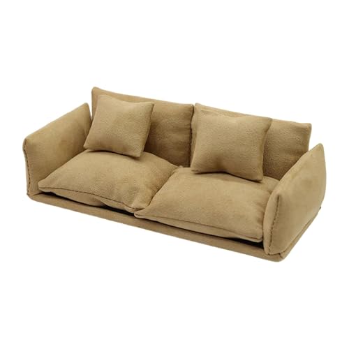 Sharplace Miniatur-Puppenhaus-Sofa, Puppenhaus-Couch, Maßstab 1:12, Mini-Möbel, Miniatur-Spielzeugmodell mit Kissen, Ornament, modern, realistisch, Khaki Sharplace Miniatur-Puppenhaus-Sofa, Puppenhaus-Couch, Maßstab 1:12, Mini-Möbel, Miniatur-Spielzeugmodell mit Kissen, Ornament, modern, realistisch, Khaki von Sharplace