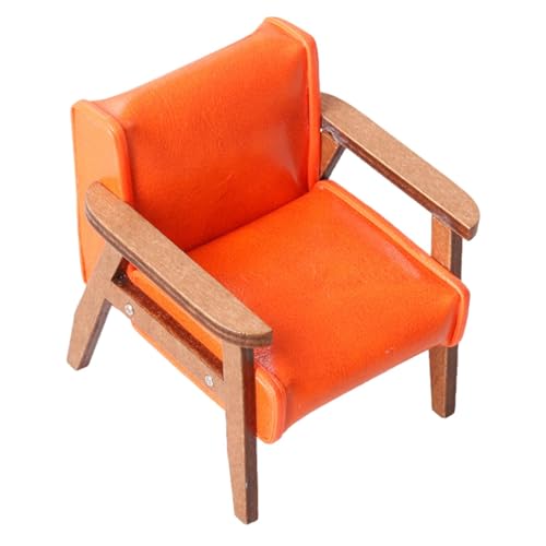 Sharplace Miniatur-Sofa, Puppenhaus-Möbel, Puppenhaus-Dekoration im Maßstab 1:12 für vorgetäuschtes Spielen, Partygeschenke, Fotografie-Requisiten, Dekoration, Orange klein von Sharplace