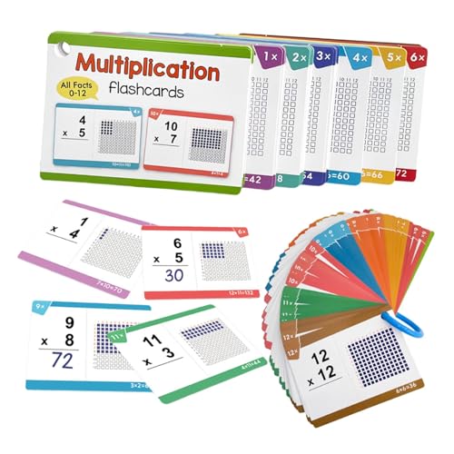 Sharplace Multiplikations-Lernkarten 0–12, visuell unterstützte Arithmetik, pädagogische Mathematikkarten, Lernkarten für Kinder, Anfänger von Sharplace