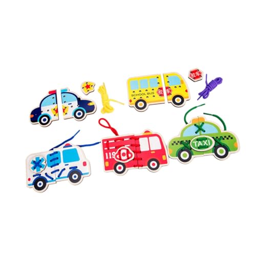 Sharplace Nähset mit Schnürkarten für Vorschulkinder und, Fädelaktivität, Entwicklung der Fantasie, Schnüren, Spiele, Nähkarten, Verkehr von Sharplace