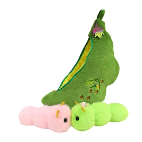 Sharplace Plüschspielzeugbohne in Zipper Pod Home Decor Cartoon ausgestopftes Spielzeug Weiche Spielzeug für Geburtstag Geschenke Urlaub Kinder Jungen, 28 cm Wurm von Sharplace