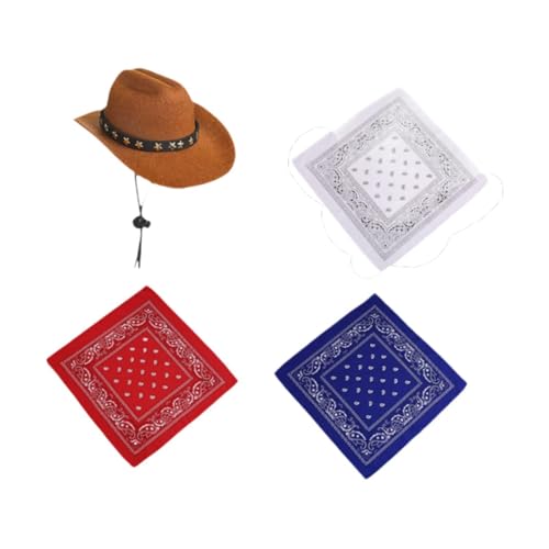 Sharplace Porch Goose Outfit, Cowboyhut, Halloween, Sombrero, Western Theme Party mit Bandana Schal Western Cowboy Rasenkostüm für Terrasse, 4 Stück Sharplace Porch Goose Outfit, Cowboyhut, Halloween, Sombrero, Western Theme Party mit Bandana Schal Western Cowboy Rasenkostüm für Terrasse, 4 Stück von Sharplace