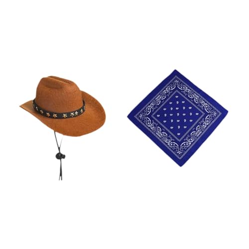 Sharplace Porch Goose Outfit, Cowboyhut, Halloween, Sombrero, Western Theme Party mit Bandana Schal Western Cowboy Rasenkostüm für Terrasse, Blauer Anzug Sharplace Porch Goose Outfit, Cowboyhut, Halloween, Sombrero, Western Theme Party mit Bandana Schal Western Cowboy Rasenkostüm für Terrasse, Blauer Anzug von Sharplace
