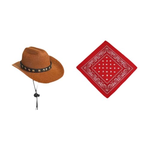 Sharplace Porch Goose Outfit, Cowboyhut, Halloween, Sombrero, Western Theme Party mit Bandana Schal Western Cowboy Rasenkostüm für Terrasse, Rotanzug von Sharplace