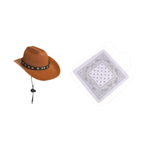 Sharplace Porch Goose Outfit, Cowboyhut, Halloween, Sombrero, Western Theme Party mit Bandana Schal Western Cowboy Rasenkostüm für Terrasse, Weißer Anzug von Sharplace