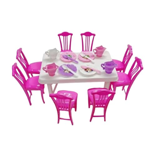 Sharplace Puppenhaus-Dekor, Mini-Tisch, Miniatur-Set, realistisches rosafarbenes Geschenkzubehör, Puppenhausmöbel für 16 cm große Puppen von Sharplace