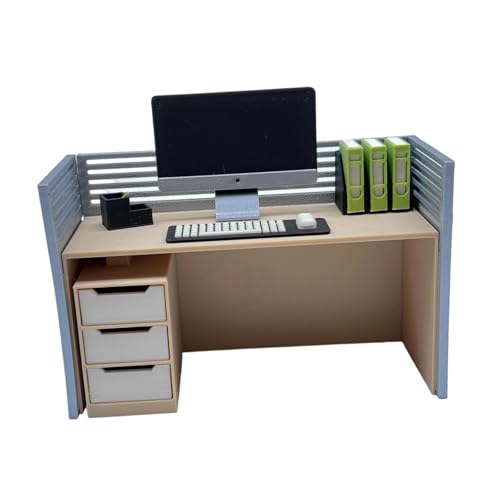 Sharplace Puppenhaus Dekoration Büromöbel Mini Computer Schreibtisch Modell 1/12 Miniatur Winziges Computer Modell Ornamente Rollenspiel Spielzeug, Set A von Sharplace