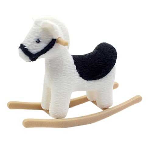 Sharplace Puppenhaus Schaukelpferd Mini Niedlich Cockhorse Zubehör Sammlung Kindergarten Spielzeug Desktop Ornament Skulptur Festival Dekoration, Weiß von Sharplace