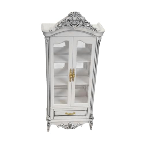 Sharplace Puppenhaus-Simulation, Weinschrank kann geöffnet Werden, für Puppen, Szenenzubehör, Desktop-Ornament, Feengarten-, Möbel-Requisiten, Doppelt Weiß von Sharplace