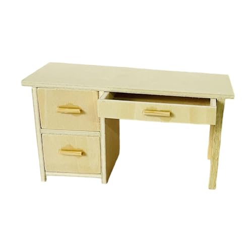 Sharplace Puppenhausmöbel-Zubehör, Miniatur-Szenenmodell, Miniatur-Kollektion, Holzmöbel für Puppenhaus-Dekoration im Maßstab 1:12, 12 X 5 X 6.5 cm Schreibtisch von Sharplace