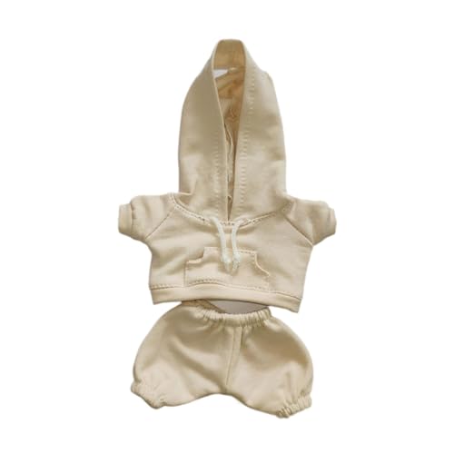 Sharplace Puppenkleidung für 17 cm große Plüschpuppen, Puppenkleidung, Kapuzenpullover, Sweatshirt und Hose, weich, stylisch, zum Anziehen, süße, Aprikose von Sharplace