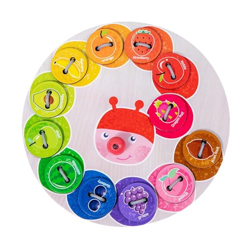 Sharplace Raupe Fädelspielzeug Kleidung und Knopfspiel Holz Feinmotorik Nähen DIY Geschenke Schnüren Zählen für Jungen Kinder von Sharplace