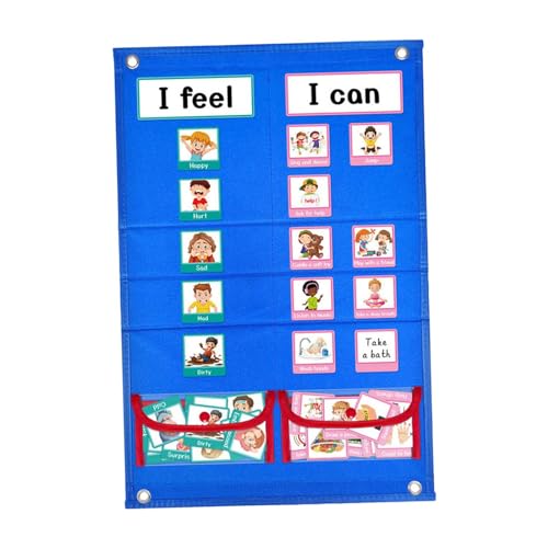 Sharplace Routine-Taschendiagramm für Kinder, Stabiler visueller Zeitplan mit hängender Tagesplantafel, Verhaltenskarten für Schreibtischschüler im Kindergarten von Sharplace
