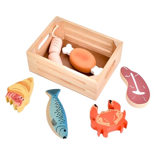 Sharplace Spiellebensmittel-Set aus Holz, Rollenspiel-Küchenspielzeug, Multi-Rollenspiel-Lebensmittel-Küchenzubehör zum Einkaufen, Strumpffüller von Sharplace