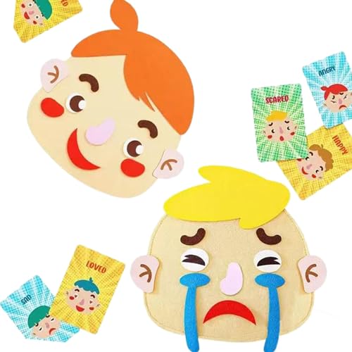 Sharplace Spielzeug für soziales und emotionales Lernen, Gesichter-Spiele, Wütend, Fröhlich, Mach lustige Gesichter, Sticker-Spiele für Jungen und, Fett von Sharplace