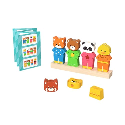 Sharplace Stapelspiel mit passenden Formen, Holzperlen-Reihenfolge-Spielzeugset für Mädchen im Alter von 3, 4, 5 und 6 Jahren von Sharplace