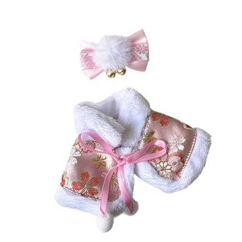 Sharplace Stoffpuppen-Schal-Kostüm-Set, Bezauberndes Rollenspiel mit Haar-Accessoire-Umhang. Machen Sie Ihre eigenen Puppen, Puppenkleidung für 15-cm-Puppen, Rosa von Sharplace