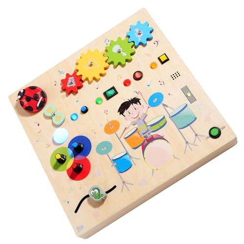 Sharplace Trommel-Set, beschäftigtes Brett mit Leuchtschalter, Lernspielzeug, Reisespielzeug aus, sensorisches Spielzeug für Jungen und Mädchen, von Sharplace