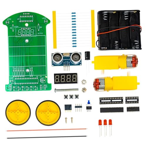Sharplace Ultraschall-Entfernungsmessungs-Auto zur Hindernisvermeidung, Selbstmontage, Wissenschaftsspielzeug für Kinder, Lernspielzeug, stabiles LED-Display von Sharplace