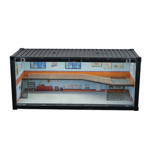 Sharplace Vitrine für Reparaturwerkstätten, Containerbox, Szenen-Sammlerstücke im Maßstab 1:64, mit Licht, 38,7 x 16,5 x 16 cm, staubdicht, schützende Vitrine von Sharplace