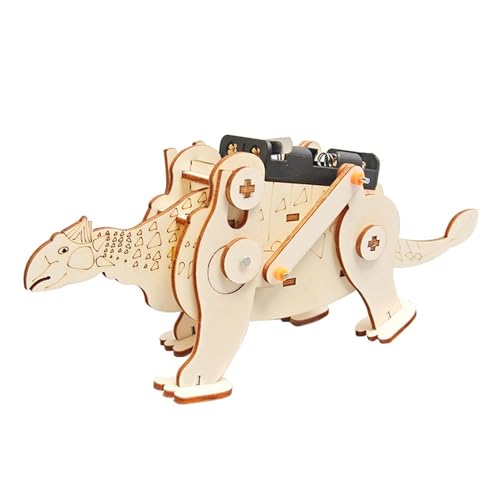 Sharplace Wissenschaftliches Experiment-Puzzle-Set, elektrisches kriechendes Dinosaurier-Modell, Bastelspielzeug, Stiel-Set, handgefertigtes 3D-Puzzle aus Holz von Sharplace