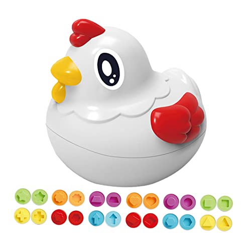 Sharplace aufbewahrungshenne mit 12x passendem EiSpielset FeinmotorikSpielzeug für und Kinder im Vorschulalter, Muster von Sharplace