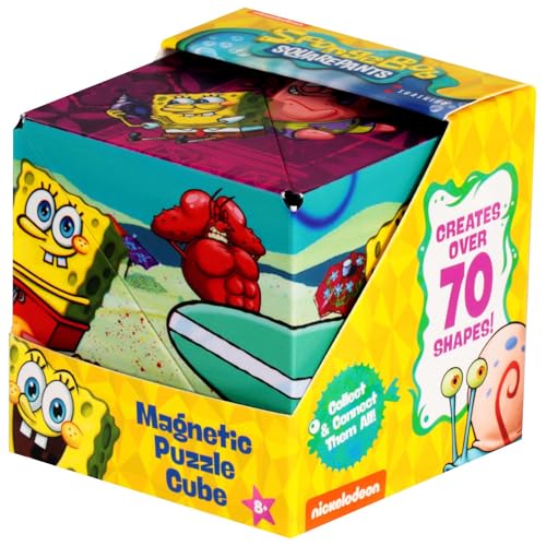 SHASHIBO Spongebob Shape Shifting Box – preisgekrönter, patentierter magnetischer Puzzle-Würfel mit 36 Seltenerd-Magneten – Fidget Cube verwandelt sich in über 70 Formen (Spongebob Schwammkopf – Beach von Shashibo