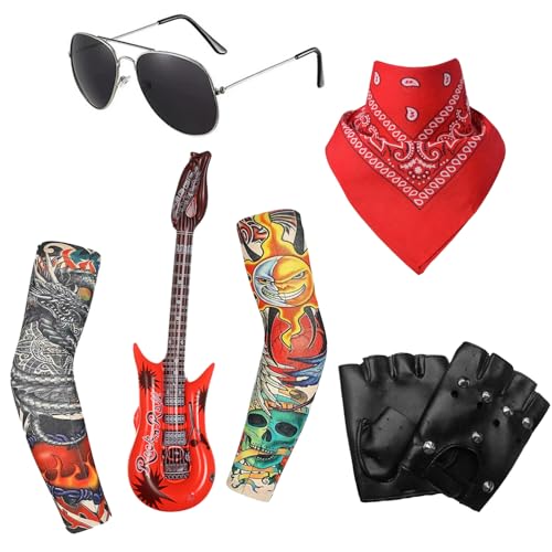 Shatore 7-teiliges Rockstar Heavy Metal Kostüm Set - Komplettes Kostüm-Set für Partys und Themenveranstaltungen - Fun Rock Outfit Shatore 7-teiliges Rockstar Heavy Metal Kostüm Set - Komplettes Kostüm-Set für Partys und Themenveranstaltungen - Fun Rock Outfit von Shatore