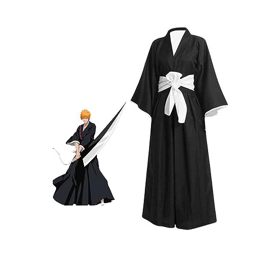 Shawla Anime Kurosaki Ichigo Cosplay -Kostüm Kimono Set Halloween,Black-L von Shawla