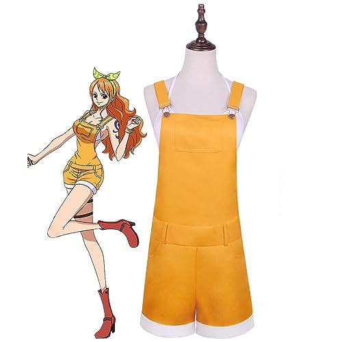 Shawla Nami Cosplay Kostüm Anime One Piece Labbshose Uniform Halloween,Yellow-M von Shawla