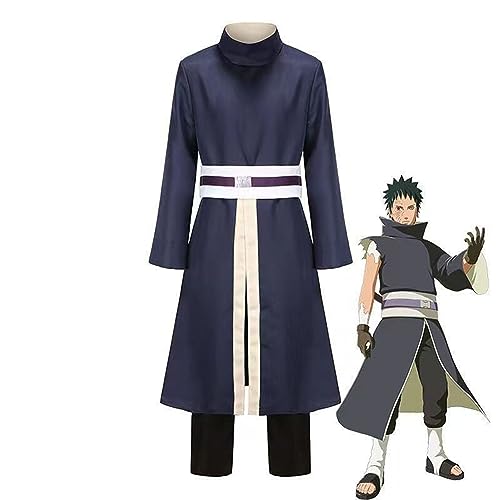 Shawla Uchiha Obito Robe Kostüm Erwachsene Herren Anzug Halloween,S-Blue von Shawla