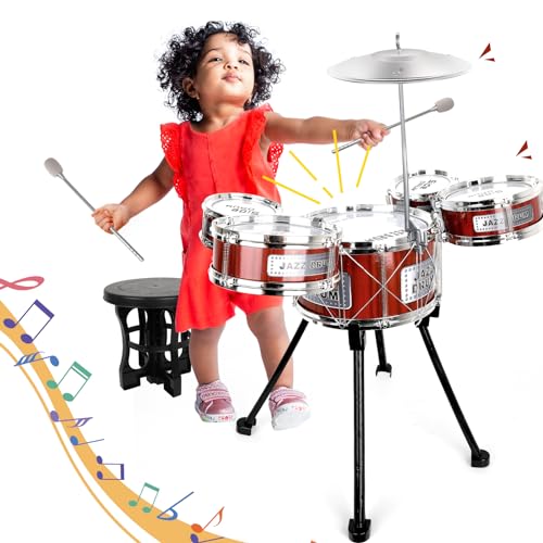 Schlagzeug Kinder Trommel Set, Musik Kinderschlagzeug Musikinstrumente Set, Jazz Rock Drum Set, Baby Percussion Lernspielzeug Schlagzeug Geschenk für Kleinkinder 1 2 3 4 5 6+ Jahr Jungen Mädchen von Shayson