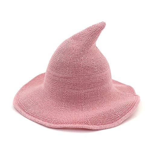 Sheface Herren Damen Halloween Kostüm Hexenhut Wolle Breite Krempe Spire Strickmütze für Party Cosplay Kostüm Zubehör, Pink, Einheitsgröße von Sheface