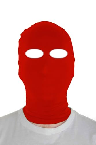Sheface Herren und Damen Spandex Open Eyes Hood Maske für Halloween Cosplay Kostüm, Rot/Ausflug, einfarbig (Getaway Solids), Einheitsgr��e von Sheface