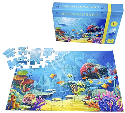 Puzzle für Kinder ab 4 Jahren mit 60 Teilen - Unterwasserwelt - Kinder Puzzle - Bunter Ozean von Shelby Home