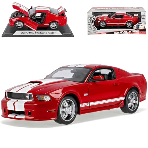 SHELBY COLLECTIBLES Ford Shelby Mustang 2011 Gt350 Gt-350 Rot Weisse Streifen 1/18 Modellauto Modell Auto von Shelby