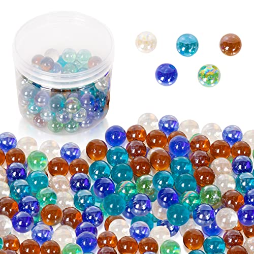 ShellKingdom 100 Stück Glasmurmeln, 1,4 cm, bunte Katzenaugen für Kinder, Spielzeug/Spiel/Pflanzendekoration, Heimdekoration, 5 Farben von ShellKingdom