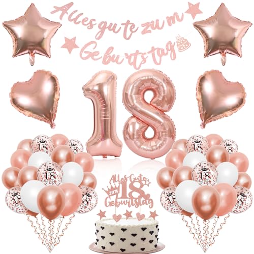 18. Geburtstag Mädchen, 18 Geburtstag Deko Roségold, 18 Jahr Geburtstagdeko mit Alles Gute zum Geburtstag Girlande Tortendeko, Zahlen Luftballon 18 Geburtstag, Konfetti Ballons, Herz Folienballon 18. Geburtstag Mädchen, 18 Geburtstag Deko Roségold, 18 Jahr Geburtstagdeko mit Alles Gute zum Geburtstag Girlande Tortendeko, Zahlen Luftballon 18 Geburtstag, Konfetti Ballons, Herz Folienballon von ShengDexin