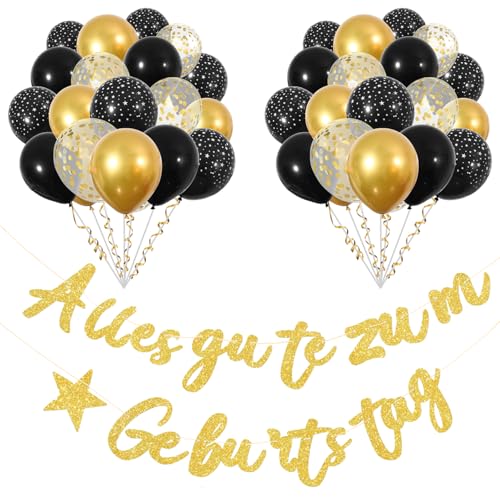 Luftballons Schwarze Gold Geburtstag Deko, Happy Birthday Girlande 24 Stück 12 zoll Geburtstagsdeko Helium Ballons Männer Frauen mit 2 Bändern Alles Gute zum Geburtstag Party Deko Luftballons Schwarze Gold Geburtstag Deko, Happy Birthday Girlande 24 Stück 12 zoll Geburtstagsdeko Helium Ballons Männer Frauen mit 2 Bändern Alles Gute zum Geburtstag Party Deko von ShengDexin